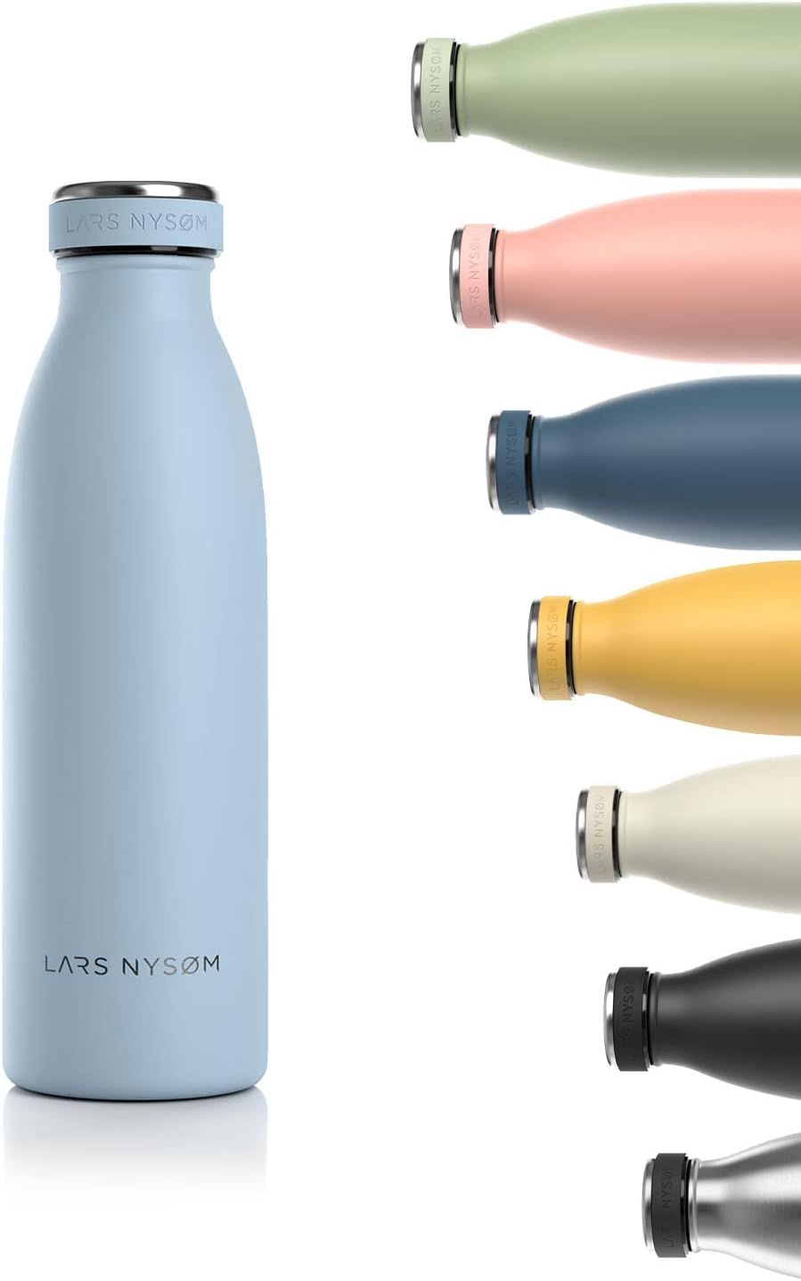 LARS NYSØM Drinking Bottle Stainless Steel 500 ml BPA-Free Insulated Bottle 1 Litre Leak-Proof W... | Amazon (US)