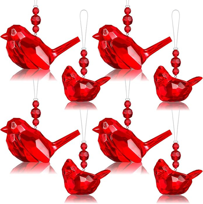 Christmas Cardinal Ornaments Acrylic Red Cardinal Bird Hanging Ornament Memorial Decor for Xmas T... | Amazon (US)