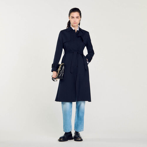 Trench coat with pleated inset | Sandro US | Sandro-Paris US
