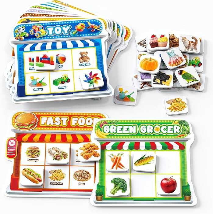 Coogam Magnetic Sorting Toys, Montessori Fridge Magnets Matching Game, Food Pets Grocery Furnitur... | Amazon (US)