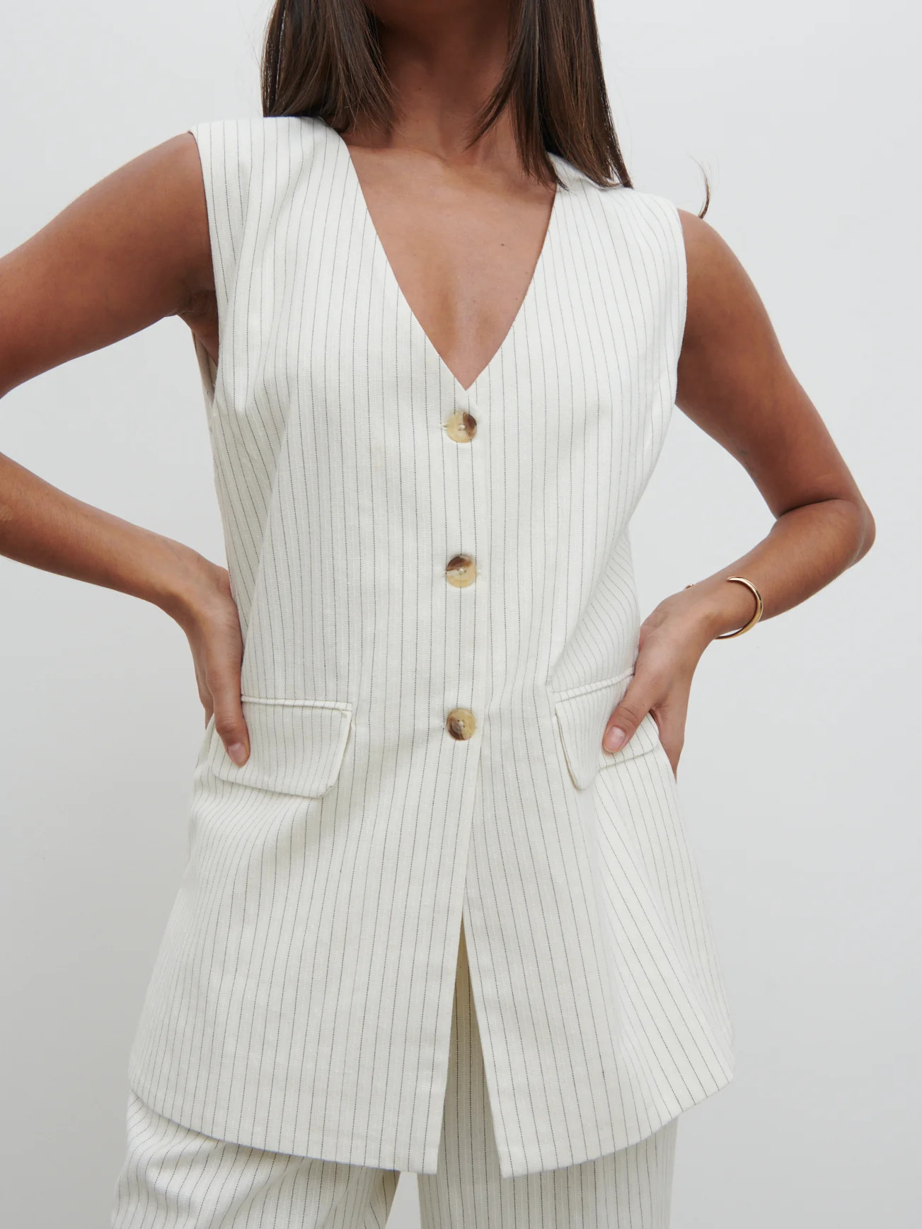 Harlee Waistcoat - Pinstripe | Pretty Lavish (UK)