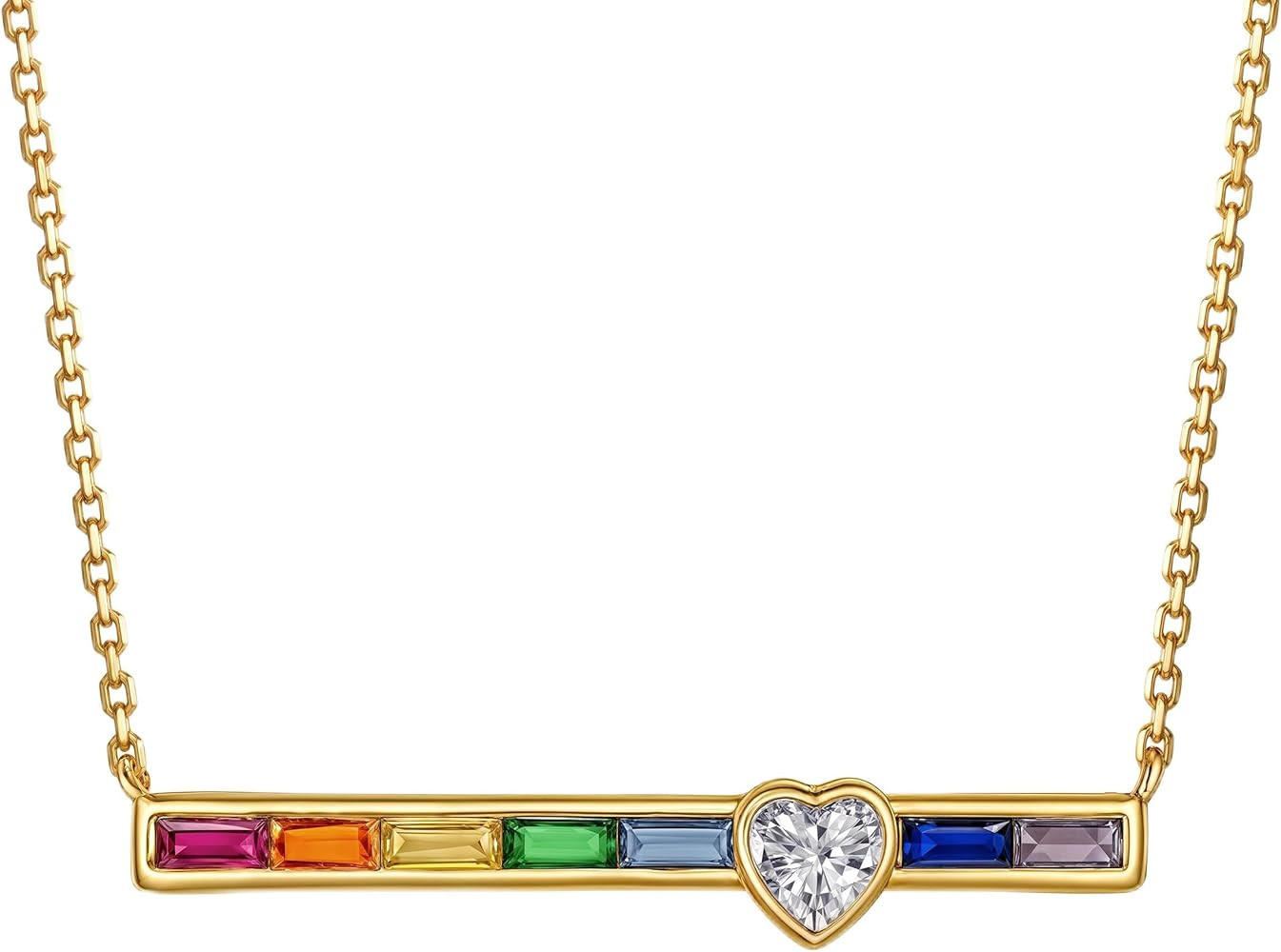 Fettero Dainty 14K Gold Plated Cubic Zirconia Necklaces for Women, Simple Bar Pendant Necklace, M... | Amazon (US)