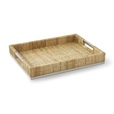 AERIN Woven & Silver Tray | Williams-Sonoma