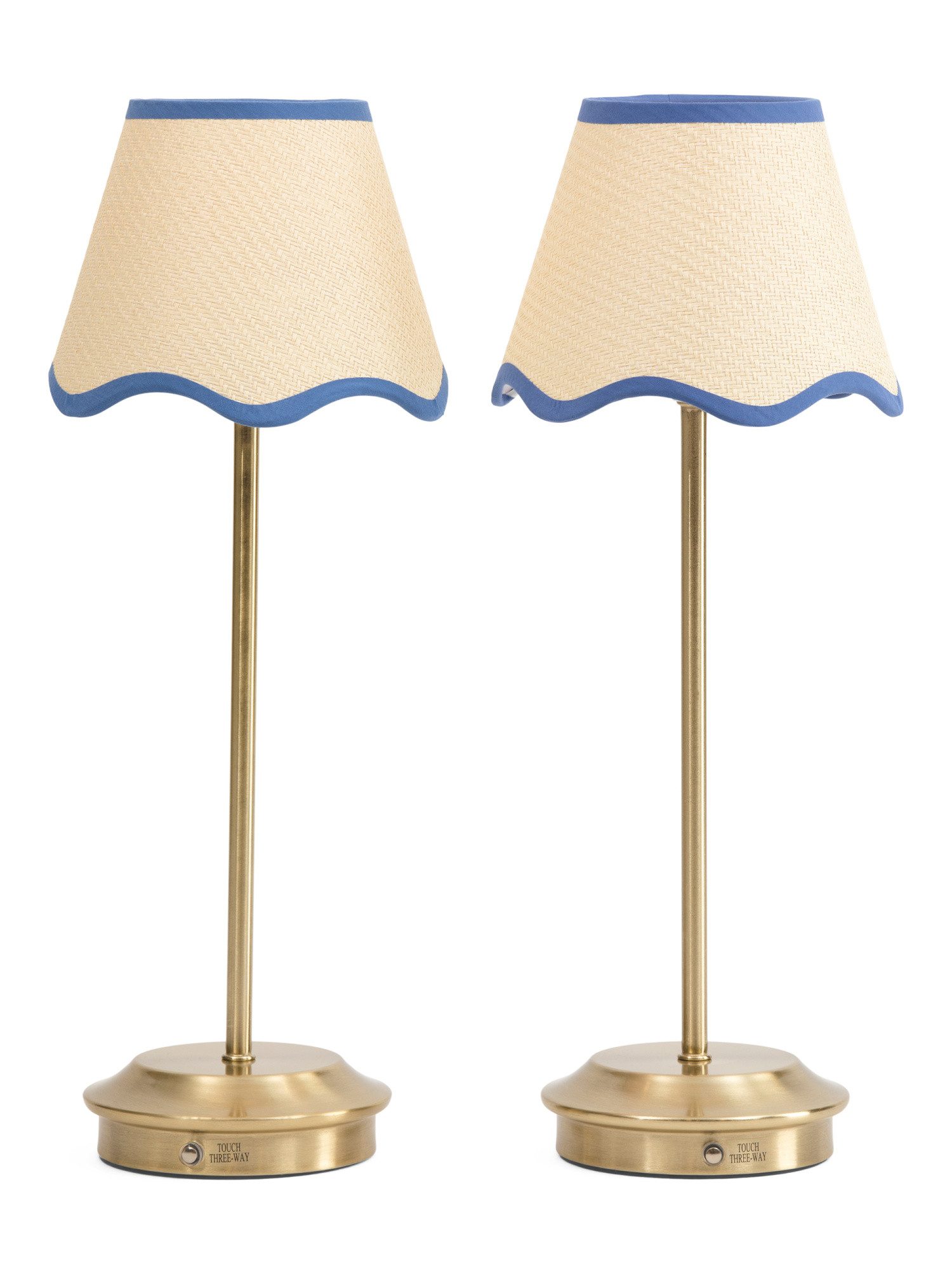 2pk  18in Rechargeable Brass Plated Table Lamps With Rattan Shade | TJ Maxx