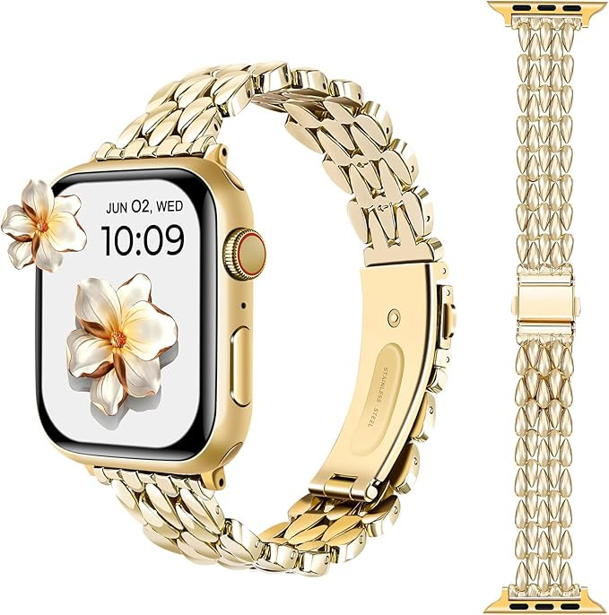Dressy Gold iWatch Bands for Women - Compatible with Apple Watch Series 10-1/SE/Ultra, Fits 38mm ... | Amazon (US)