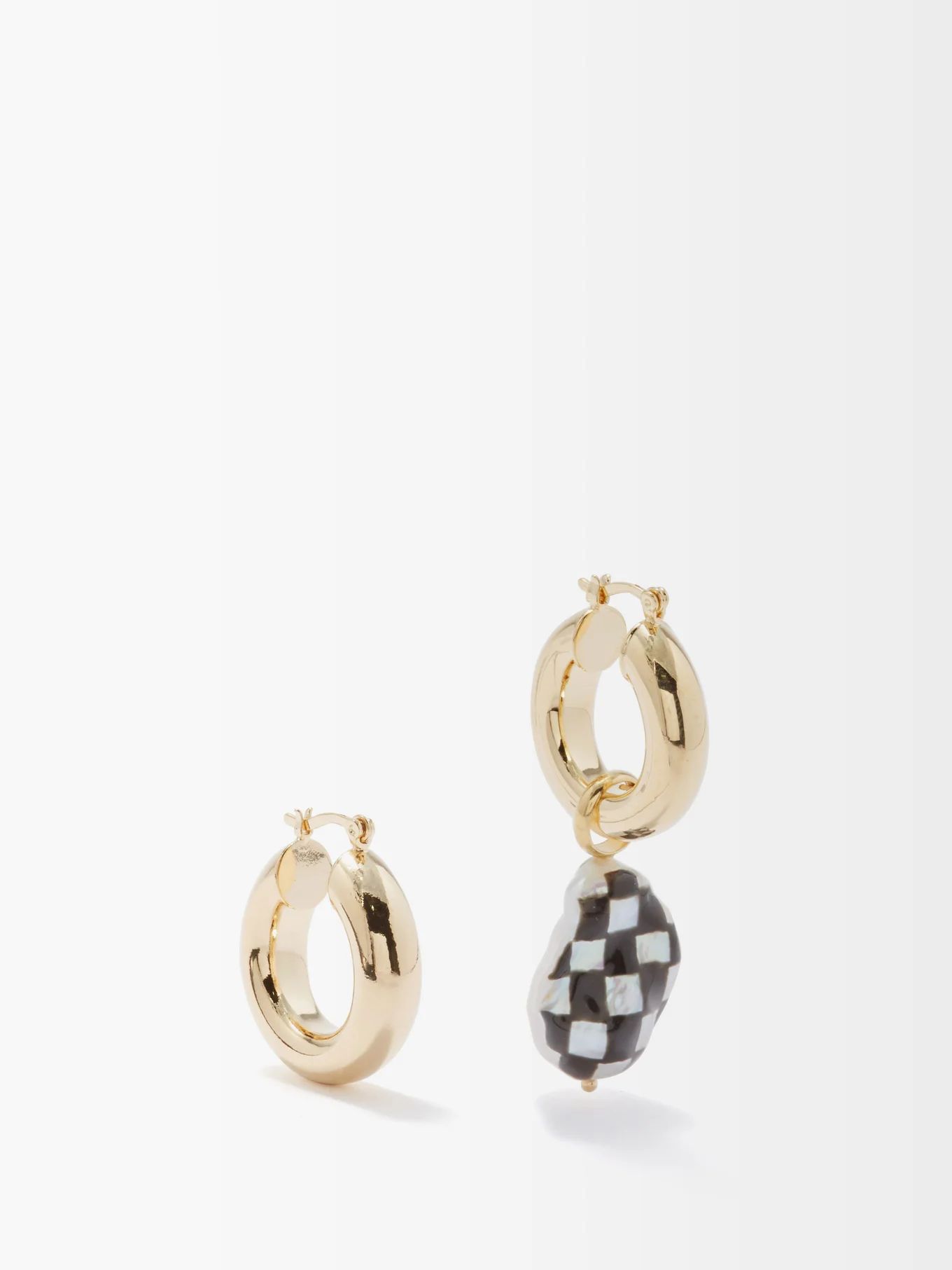 Checked Out mismatched 14kt gold-plated earrings | Joolz by Martha Calvo | Matches (UK)