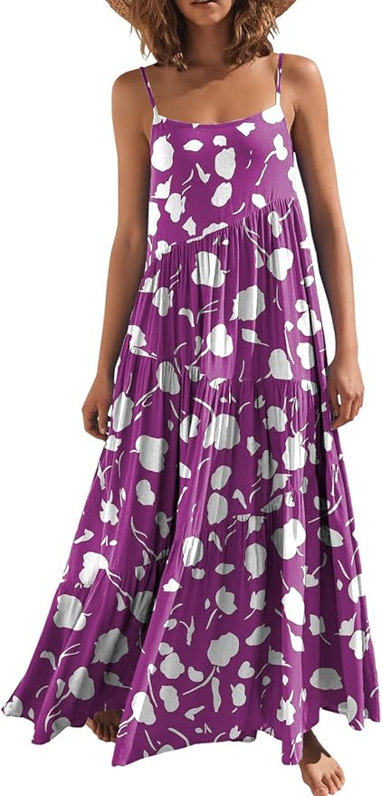 ANRABESS Women Summer Casual Loose Sleeveless Sundress Spaghetti Strap Flowy Boho Linen Beach Vac... | Amazon (US)