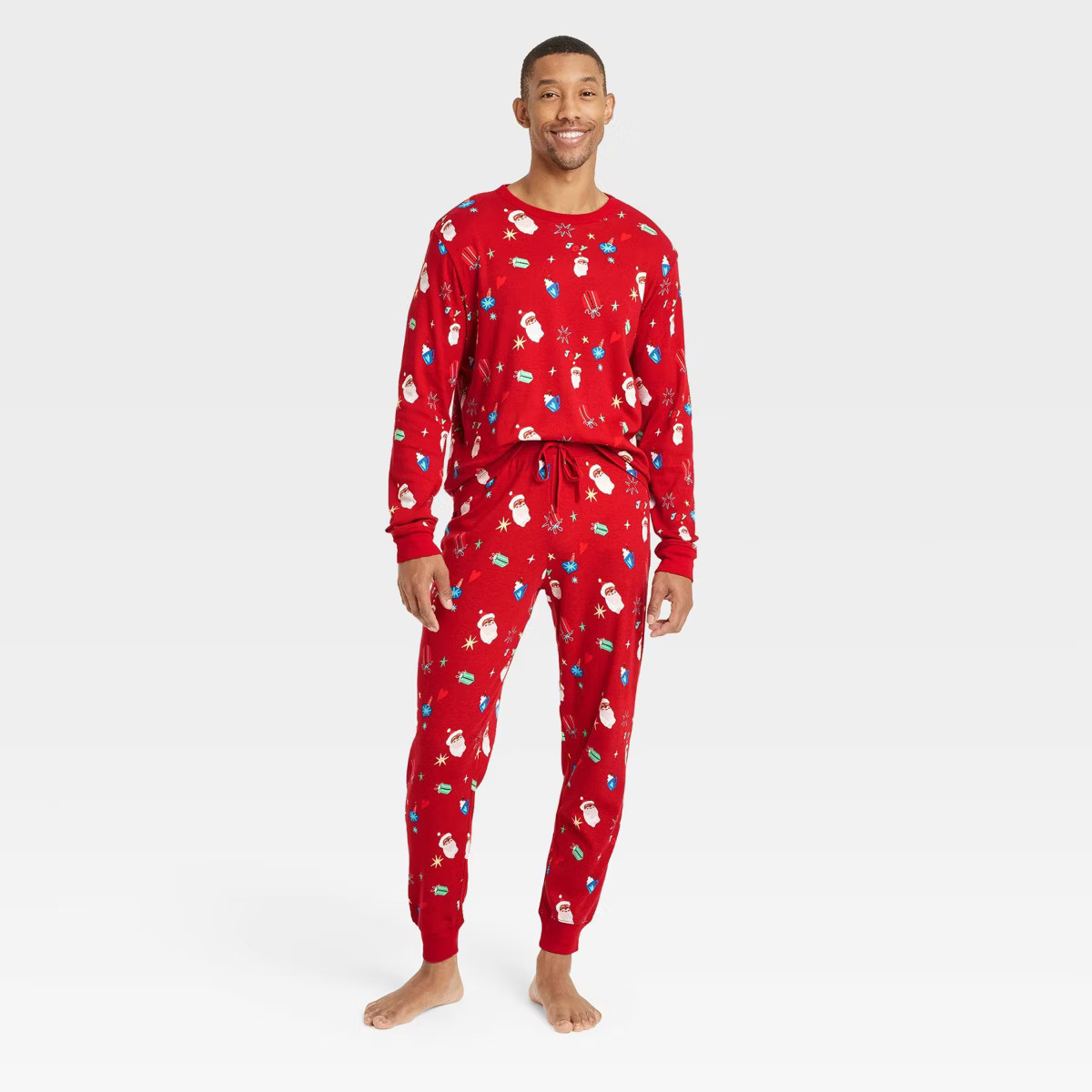 Men's Santa Print Cotton Ribbed Holiday Matching Family Pajama Pants - Wondershop™ Red | Target