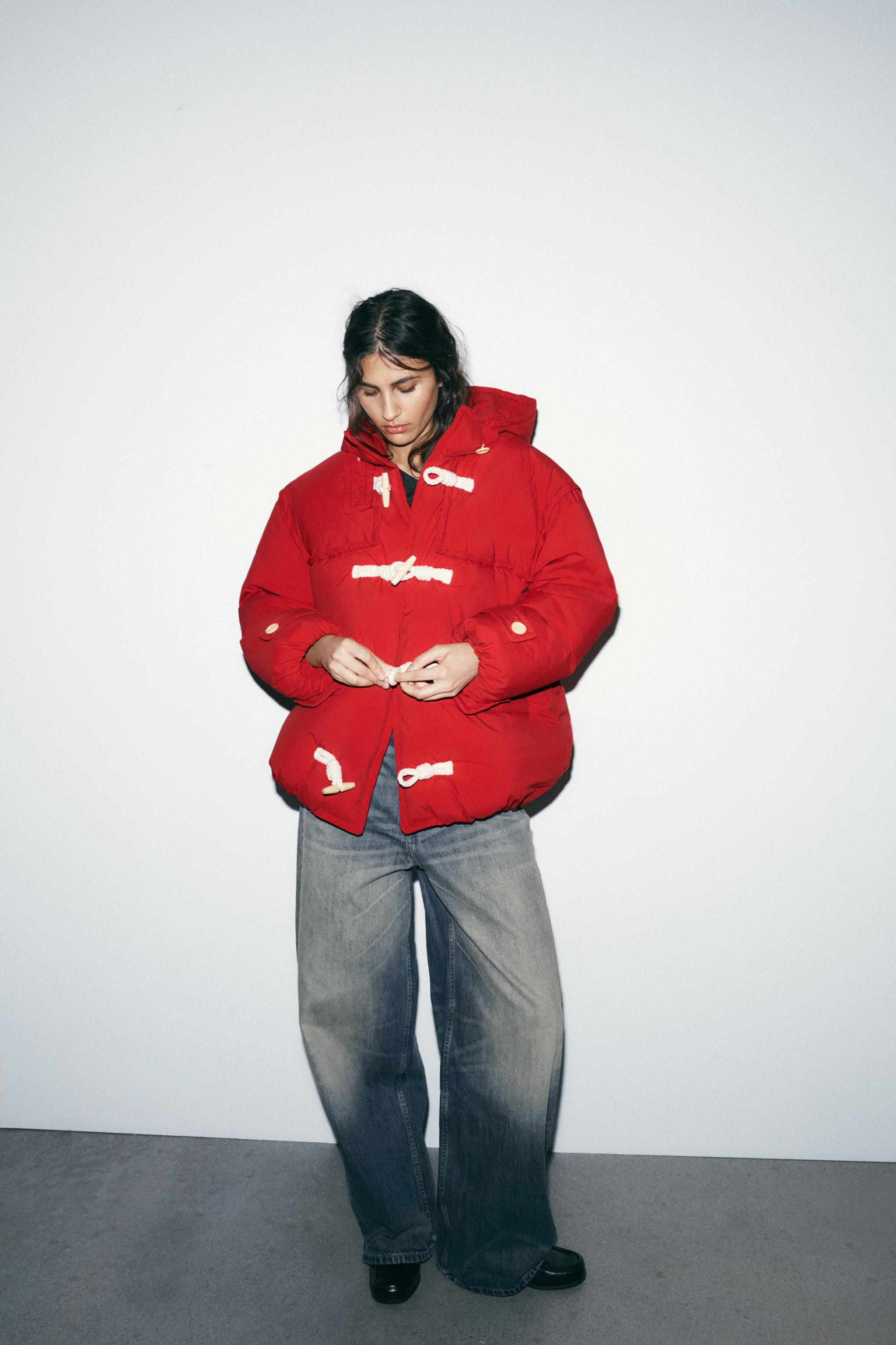 HOODIE FEATHER DOWN PUFFER COAT FIREMAN CLASP | Zara US