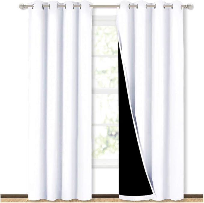 NICETOWN 100% Blackout Window Curtain Panels, Heat and Full Light Blocking Drapes with Black Line... | Amazon (US)
