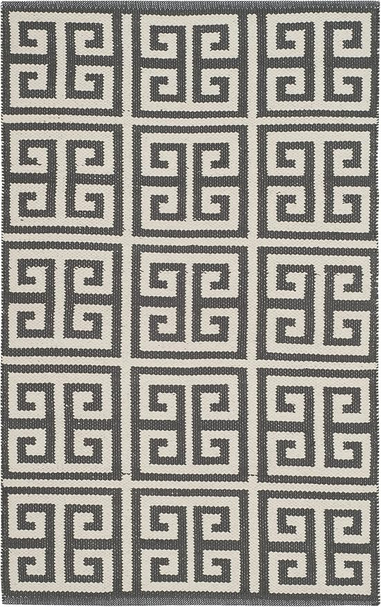 SAFAVIEH Montauk Collection Accent Rug - 2'6" x 4', Dark Grey & Ivory, Handmade Greek Key Cotton,... | Amazon (US)