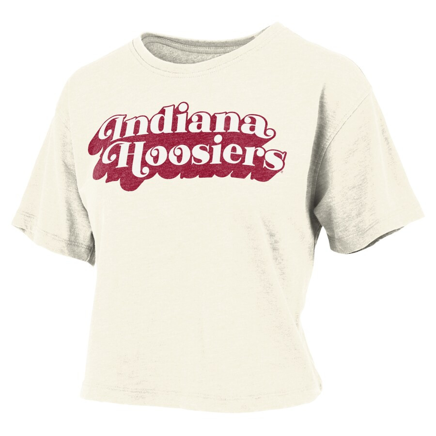 Indiana Hoosiers Pressbox Women's Vintage Easy Team Name Waist-Length T-Shirt - White | Fanatics
