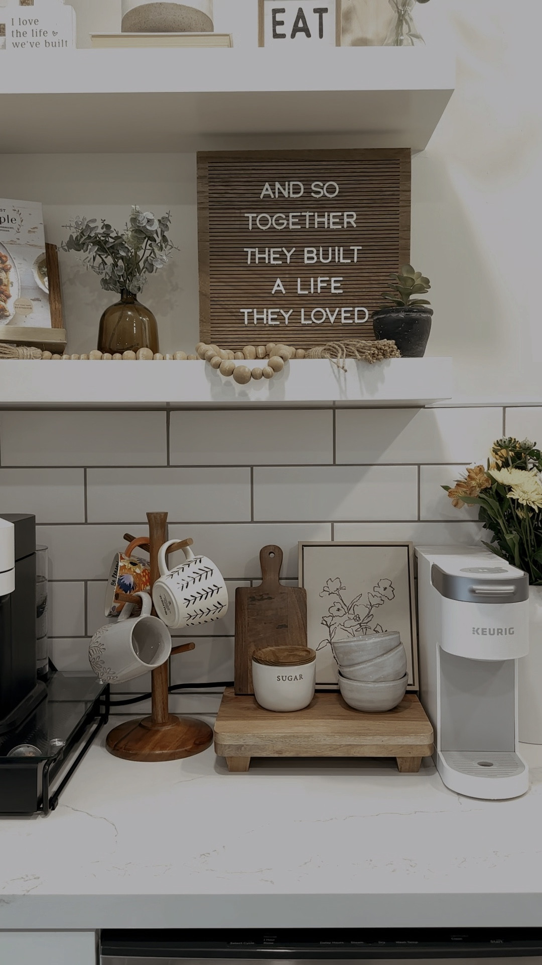 cozy coffee bar☕️ — mugs | keurig | floating shelves

#LTKFindsUnder50 #LTKHome