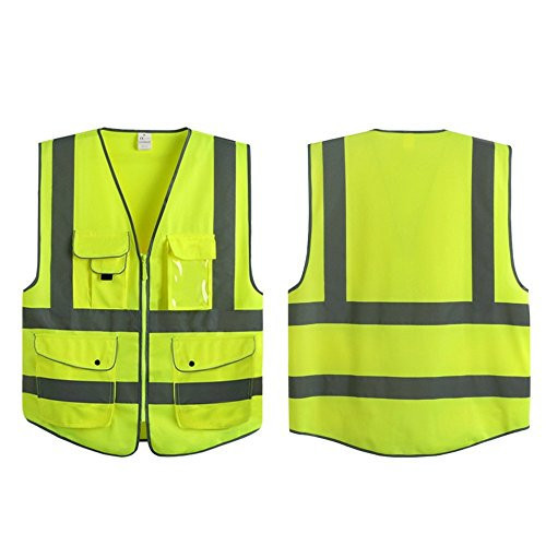 Reflective Vest Safety Vest High Visibility with reflective strips multi-pockets ANSI Class 2 standard, Neon Green,X-Large | Amazon (US)