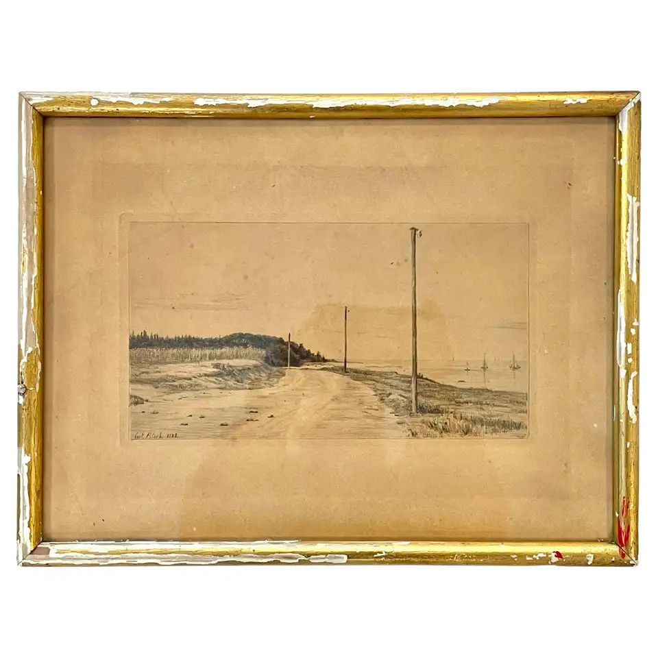Antique Etching of Beach Scene, Carl Bloch (1834-1890), 19th Century | 1stDibs