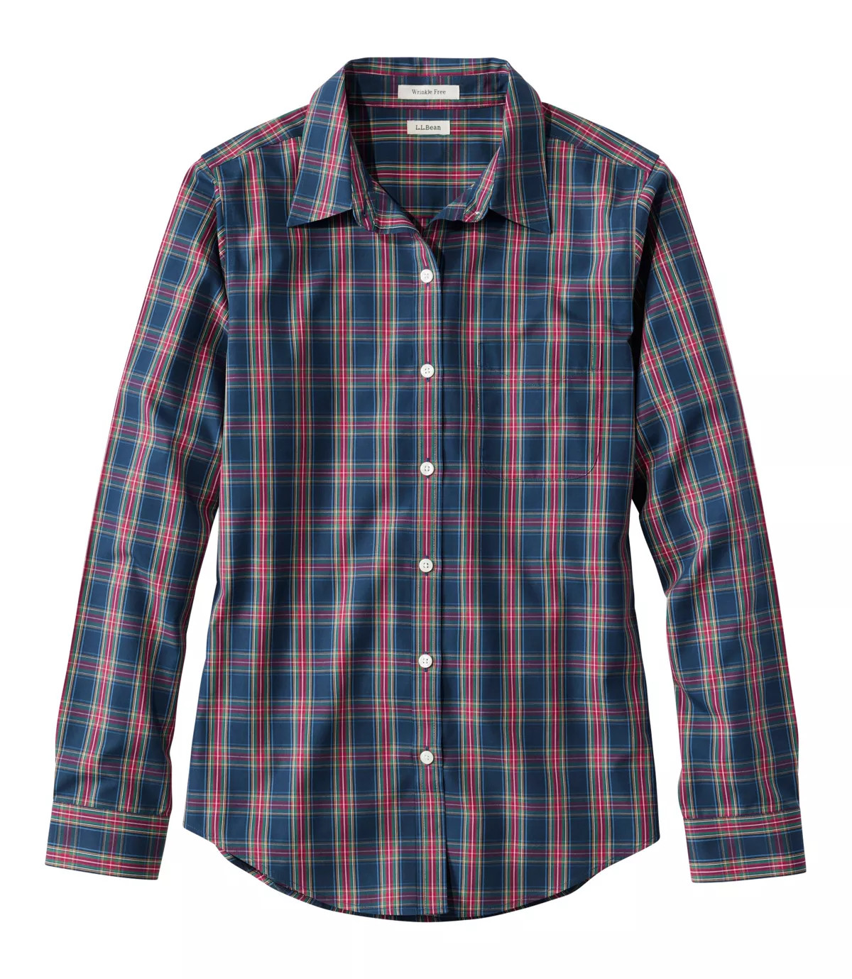 Women's Wrinkle-Free Pinpoint Oxford Shirt, Long-Sleeve Relaxed Fit Plaid | L.L. Bean