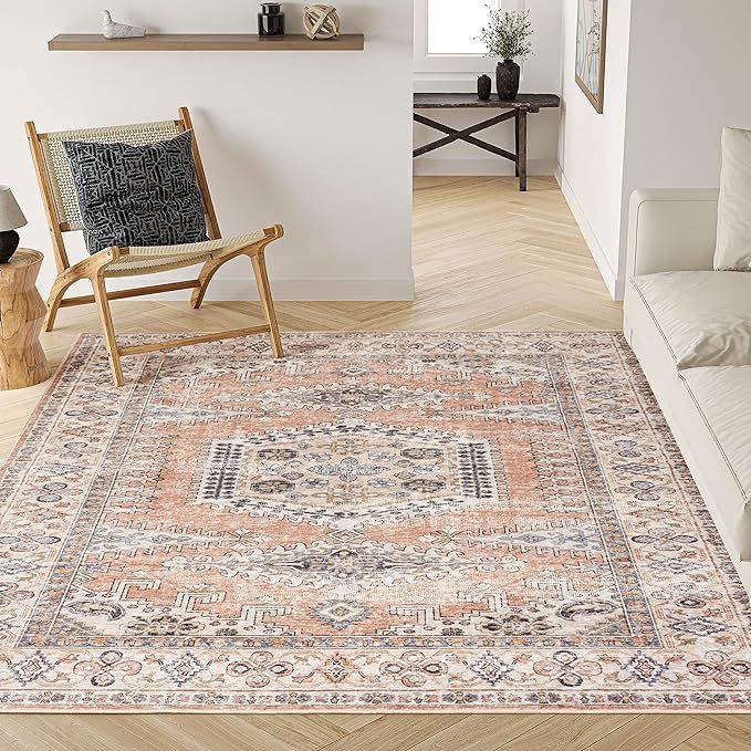 Valenrug Washable Rug 8x10 - Ultra-Thin Antique Collection Area Rug, Stain Resistant Rugs for Liv... | Amazon (US)