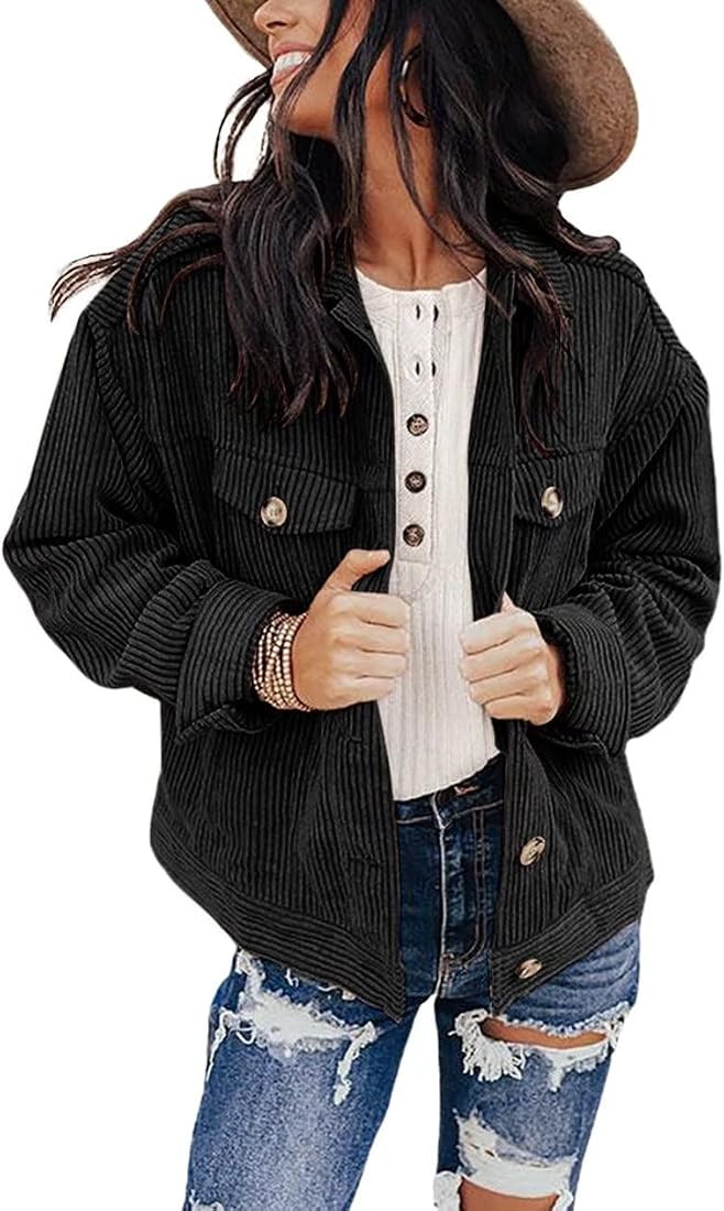 ZOLUCKY Womens Shacket Jacket Flannel Shacket Fall Plaid Jackets Long Sleeve Button Down Shirts B... | Amazon (US)