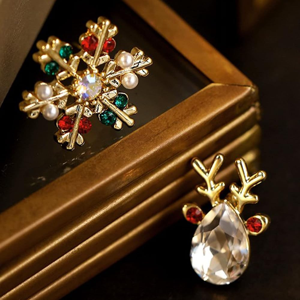 SISOFTLY Women Xmas Earring Set, Silver Pierced Crystal Earring Studs, Cute Delicate Earrings for... | Amazon (US)