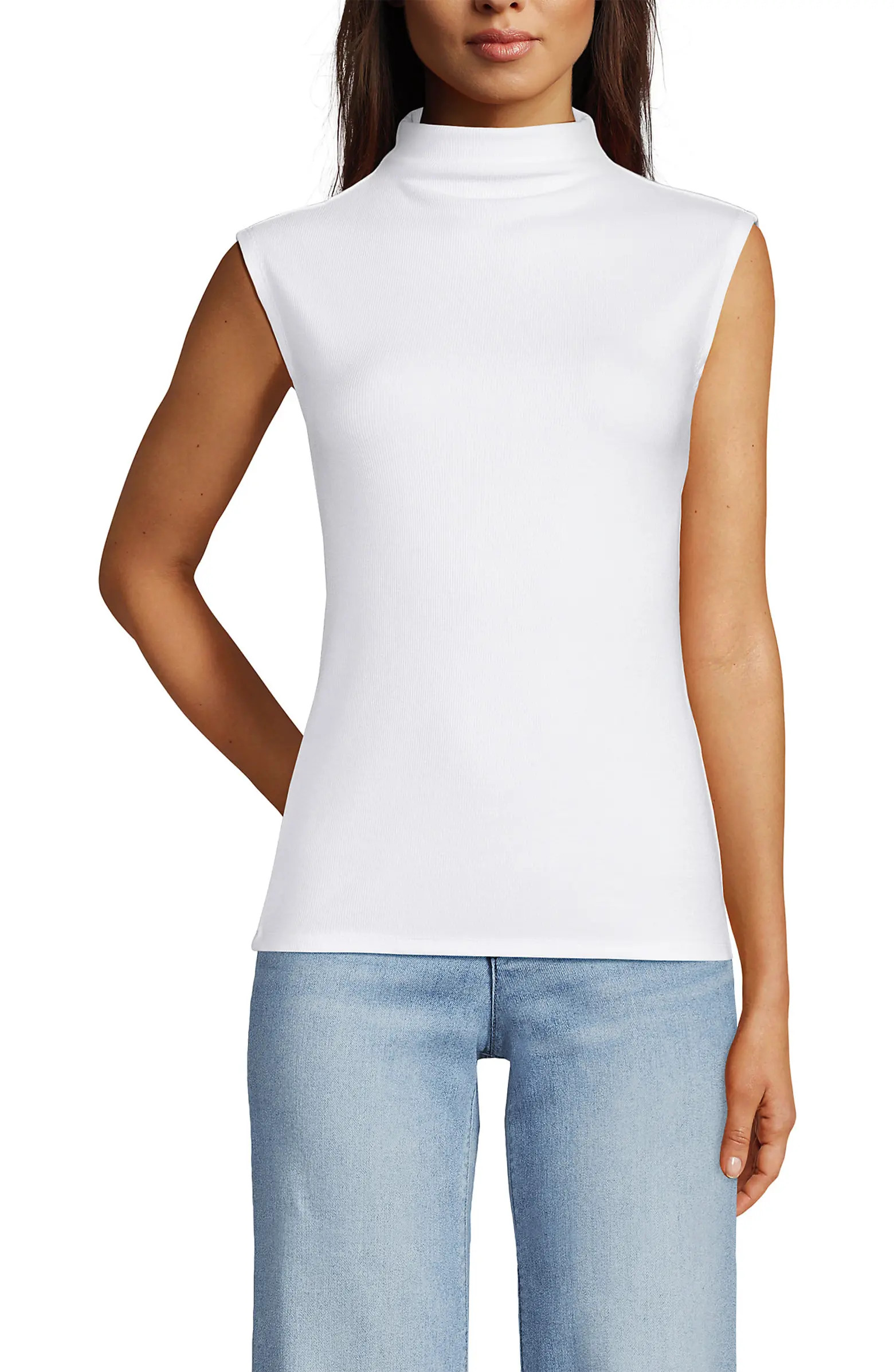 Cap Sleeve Drapey Rib Fitted Funnel Neck Tank | Nordstrom