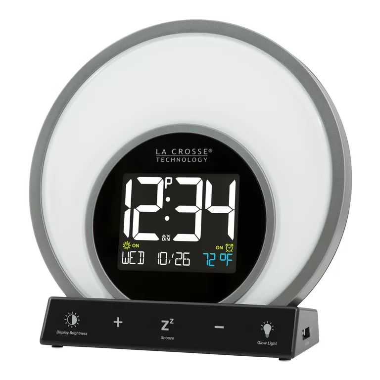 La Crosse Technology Soluna-S Light Sunrise Black LCD Alarm Clock with Temp. and USB Port, W74146... | Walmart (US)
