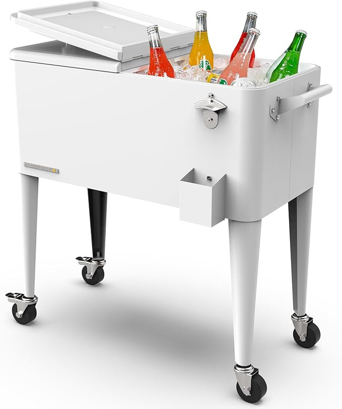Permasteel 80 Quart Party Cooler, Rolling Ice Chest with Wheels and Handles for Indoor Outdoor Pa... | Amazon (US)