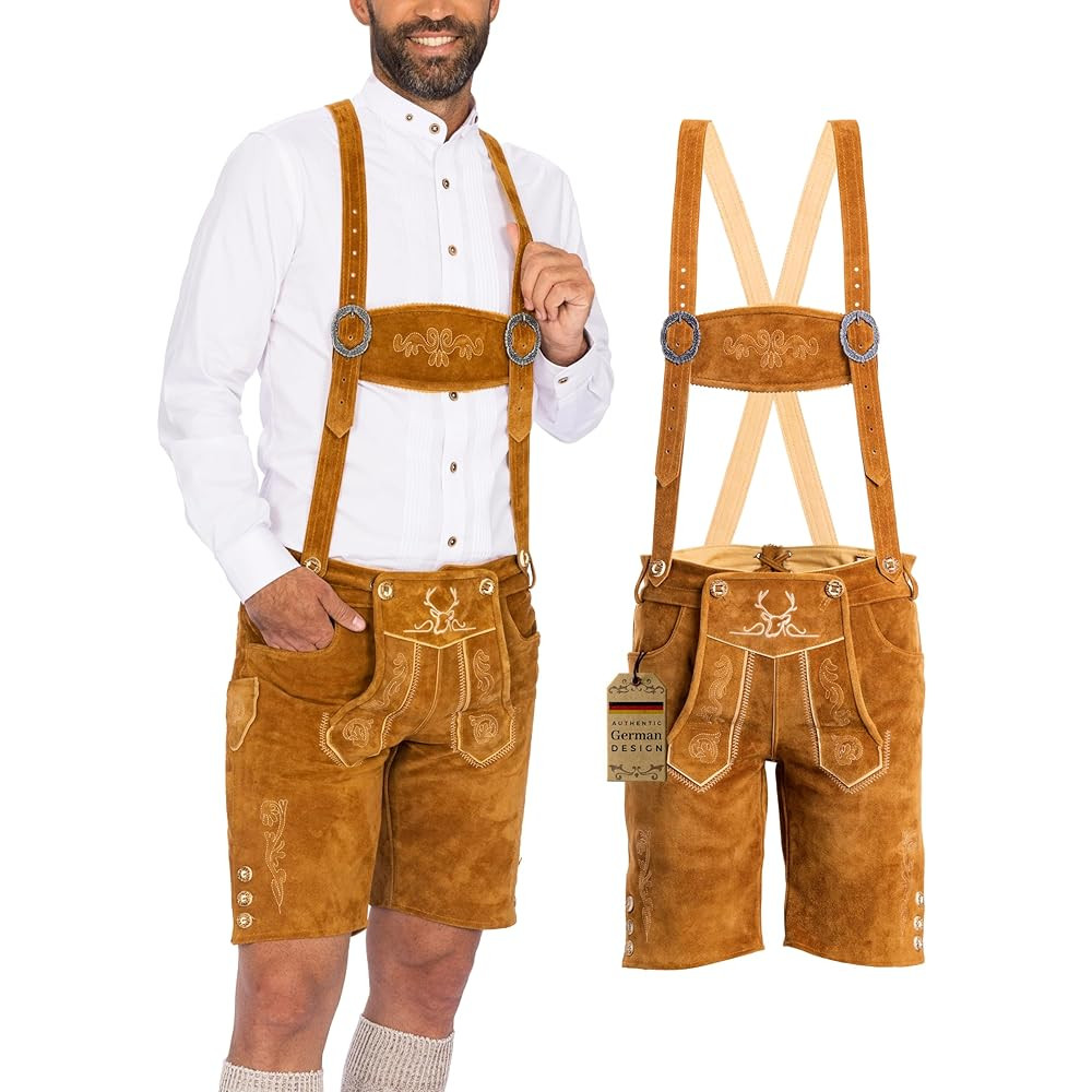 BAVARIA TRACHTEN Lederhosen Men - Genuine Leather Authentic German Lederhosen for Men, Oktoberfes... | Amazon (US)