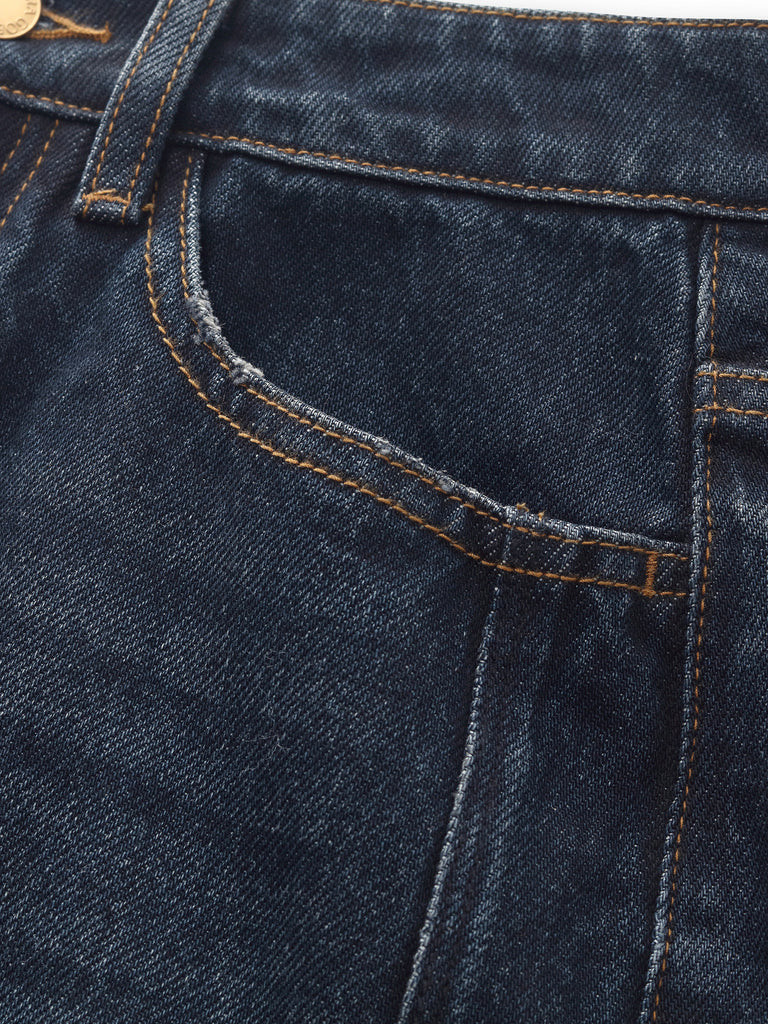 Jeans larges pour femmes en denim à taille ajustable | GOELIA