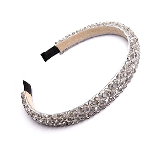 Ruihfas Casualfashion Sparkle 4 Rows Crystal Rhinestone Headbands Beaded Hair Hoop Band (Grey) | Amazon (US)