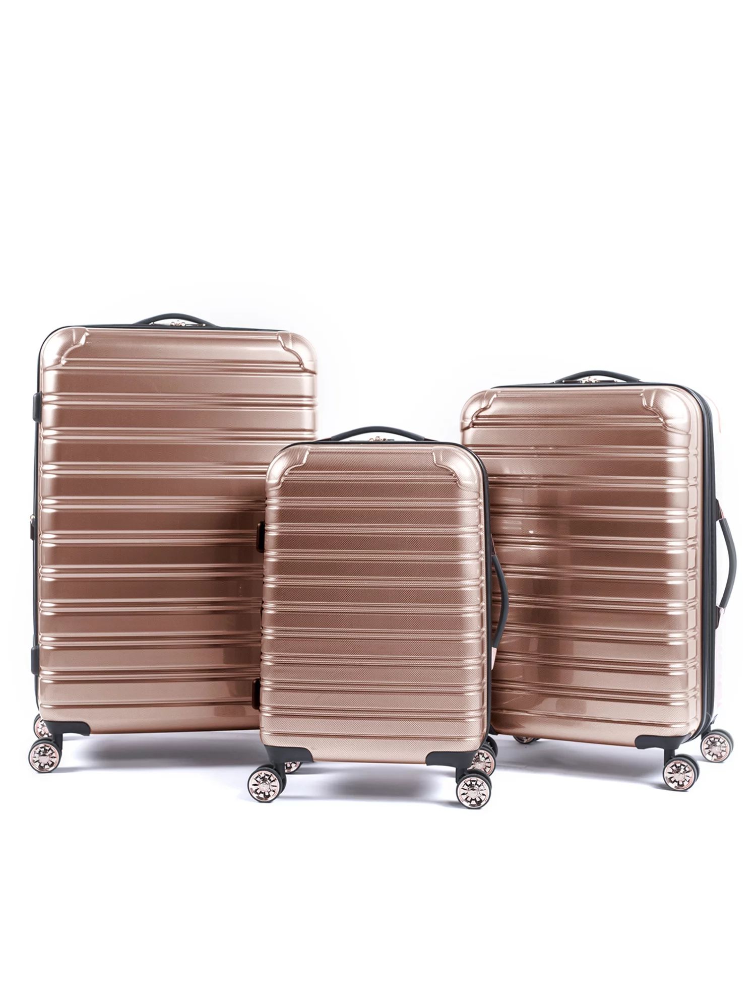 iFLY Hardside Fibertech Luggage 3 Pc Set, 20" Carry-on, 24" & 28" Checked Luggage, Rose Gold | Walmart (US)