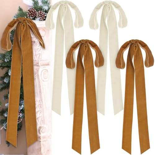 23.6 x 8.7 Inches Large Velvet Christmas Staircase Wreath Bows Rustic Crafts Velvet Bows for Chri... | Amazon (US)