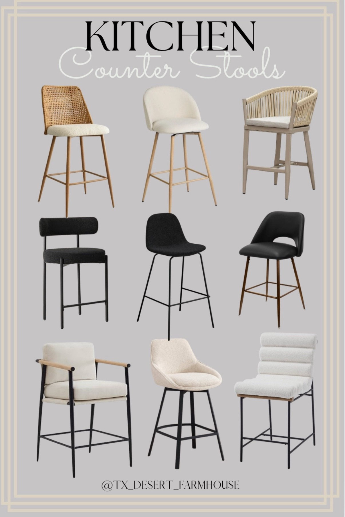 Kitchen Counter Stools

Watson & Whitely Mid Century Modern Barstools Set of 2, 26" H Upholstered Counter Height Bar Stools with Wood Armrests and Metal Legs, Fabric in Beige

ZHENGHAO Modern 25” Upholstered Counter Stools with Back Set of 2, Armless Bar Chairs with Black Metal Legs & Channel Tufted Backrest and Seat for Dining Room Kitchen Counter Island,Cream Sherpa

Zesthouse 26'' Swivel Bar Stools Set of 2, Modern Counter Height Barstools with Backs, Upholstered Linen Fabric Stools for Kitchen Island, Counter Top Stools with Metal Legs, Beige

24'' Boucle Counter Stools Set of 2, Black Bar Stools with Backs, Counter Height Bar Stools for Kitchen Island/Kitchen Counter, Upholstered Counter Chairs

PURPLE LEAF Outdoor Counter Height Bar Stools Set of 2 Patio Metal Modern Wicker Bar Chairs Woven Aluminum Barstools with Back and Cushions for Balcony Garden Indoor Kitchen Poolside Champagne

Asotin 360° Swivel Upholstered Bar Chair with Backrest and Footrest, for Bar, Kitchen, Dining Room(Set of 2)

Aliette Upholstered 27'' Counter Stool (Set of 2)

Berneta Upholstered 26'' Counter Stool with Metal Frame (Set of 2)

Kody Upholstered Bar & Counter Stool (Set of 2)

#counterstools #counterstool #stool #kitchenstool #barstool #kitchenchair #kitchencounter #blackstool #beigestool #LTKStyleTip 

#LTKWedding #LTKHome #LTKSaleAlert