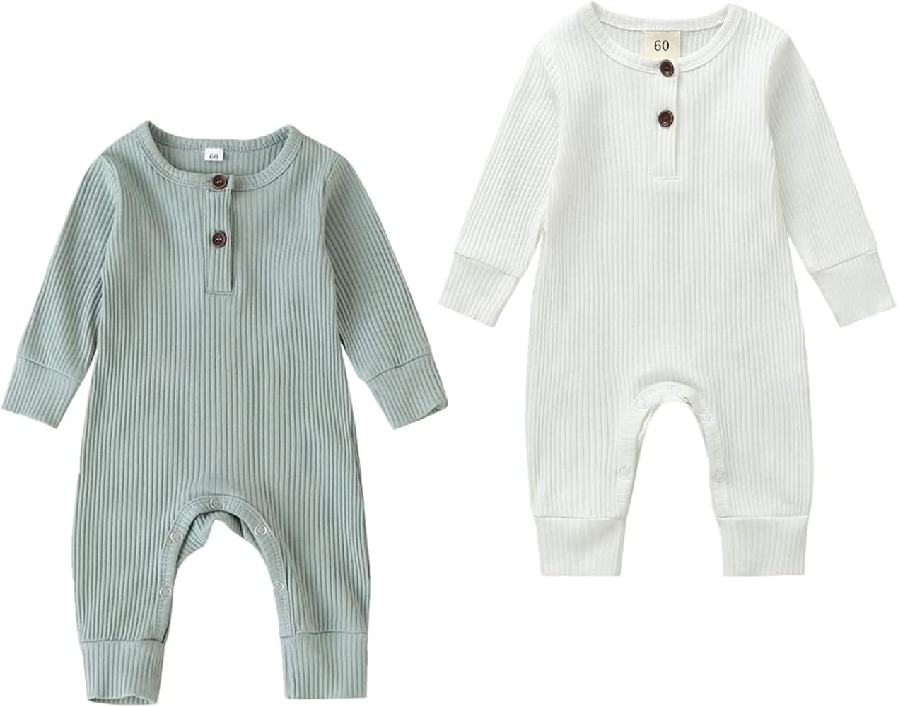 Kuriozud Newborn Infant Unisex Baby Boy Girl Button Solid Romper Bodysuit One Piece Jumpsuit Outf... | Amazon (US)