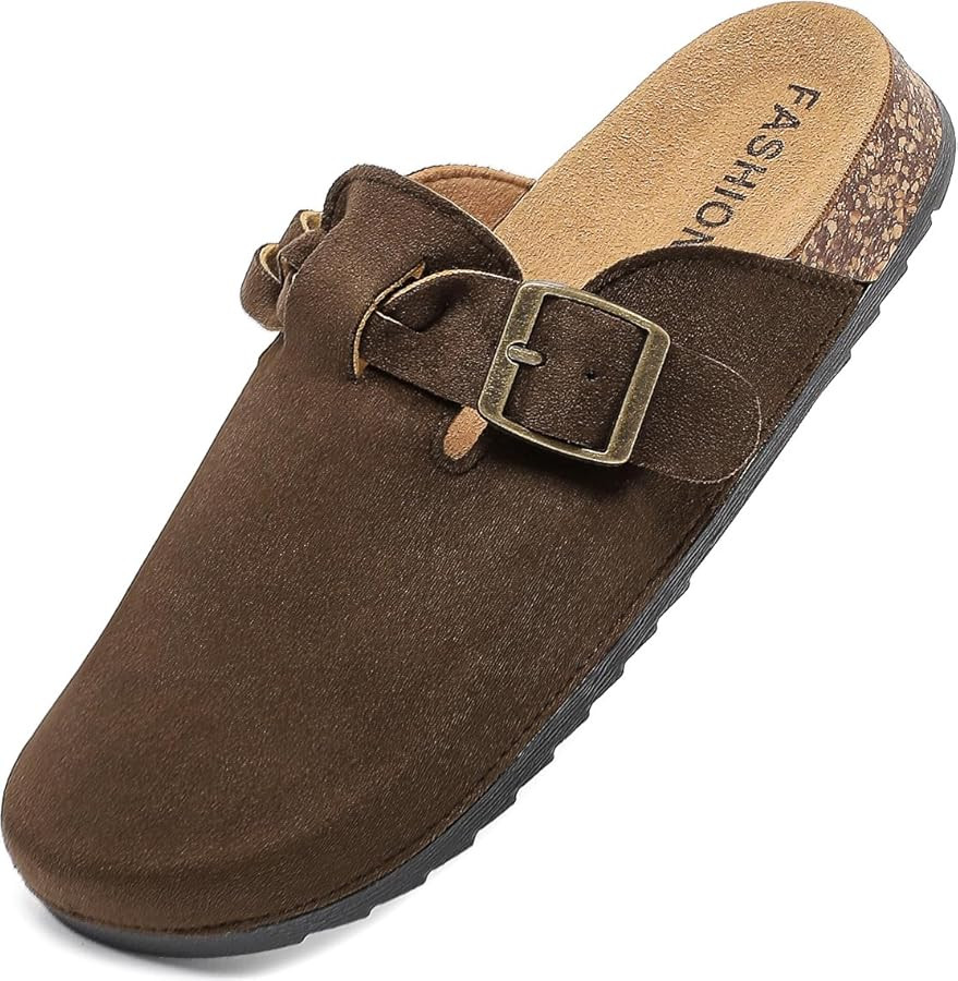 Women's Suede Clogs Mens Leather Mules Comfort Cork Footbed Sandals with Arch Support and Adjusta... | Amazon (US)