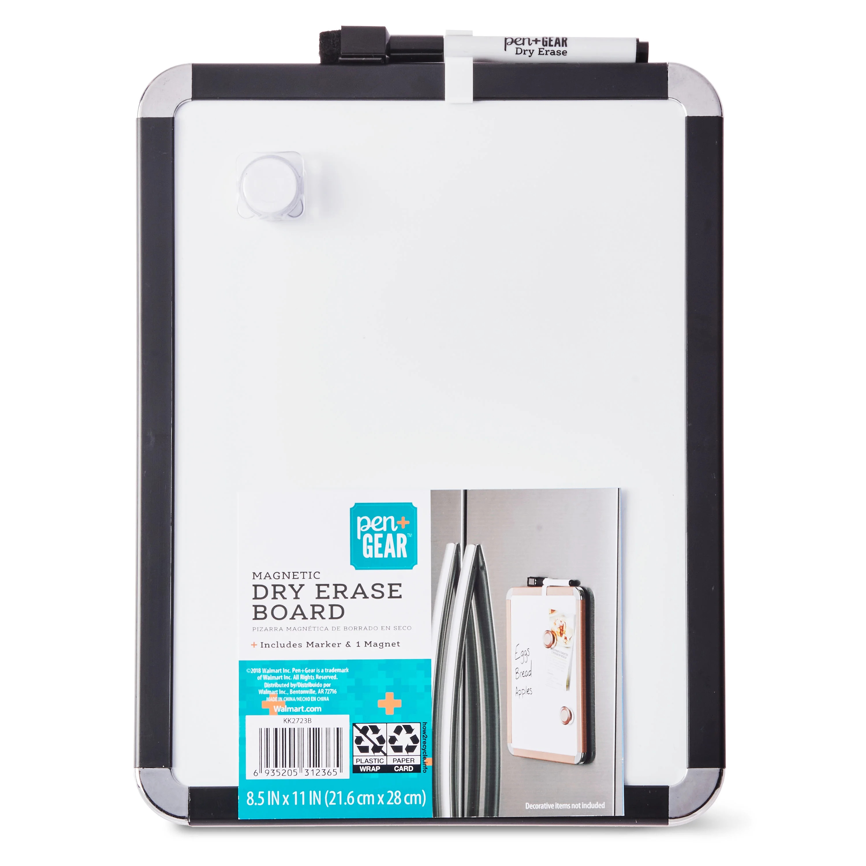 Pen + Gear 8.5x11 Magnetic Dry Erase Board, Black | Walmart (US)