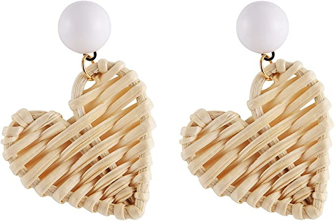 Scddboy Rattan Earrings Woven Bohemian Earrings Handmade Straw Wicker Braid Hoop Drop Dangle Earr... | Amazon (US)