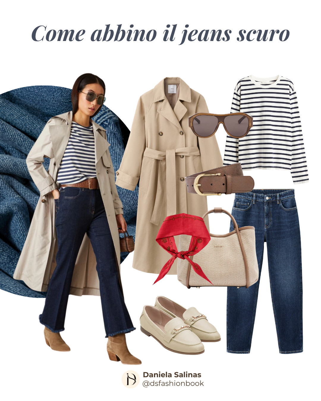 Come abbinare il jeans scuro in modo elegante e versatile  
Il jeans scuro è uno dei capi più strategici del guardaroba: slancia, valorizza ogni silhouette e si adatta a look casual, chic e più formali. In questo carosello trovi 5 idee outfit per indossarlo da mattina a sera, con abbinamenti semplici ma d’effetto.

Dalle righe al trench, dalla camicia azzurra al gilet, dal rosso luminoso al blazer cammello: ogni look mostra come creare outfit equilibrati, moderni e facili da replicare. Se stai costruendo un guardaroba funzionale e raffinato, il denim scuro è un alleato perfetto. 

 #LTKitalia #LTKeurope #LTKjeans