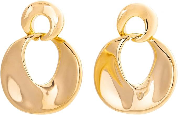 Teitze Elegant Gold Dangle Earrings 18k Gold Plated S925 Silver Post Lightweight Drop Earring For... | Amazon (US)