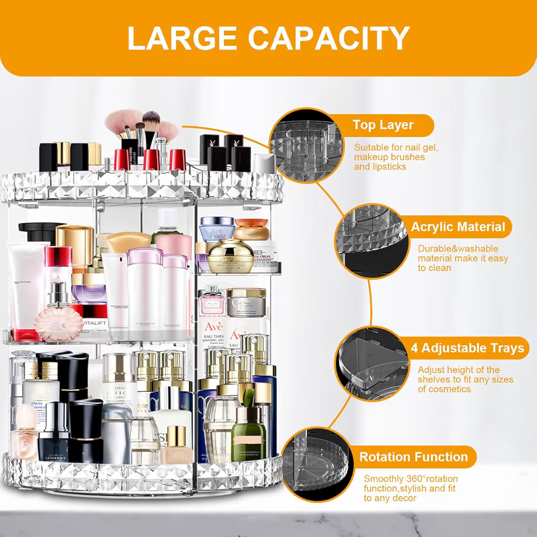 MISERWE Makeup Organizer 360 Degree Rotating 7 Adjustable Layers Large Capacity Cosmetic Organize... | Amazon (US)