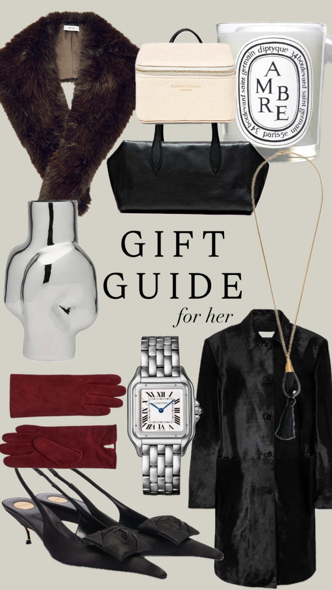 Gift guide, gift guide for her, Christmas gift guide, women’s watch, women’s perfume, gift set, women’s gloves, women’s necklace, ankle boots, gift ideas for her, Diptyque candles, jewellery storage, luxury handbag 

#LTKfestive #LTKluxury #LTKgiftguide