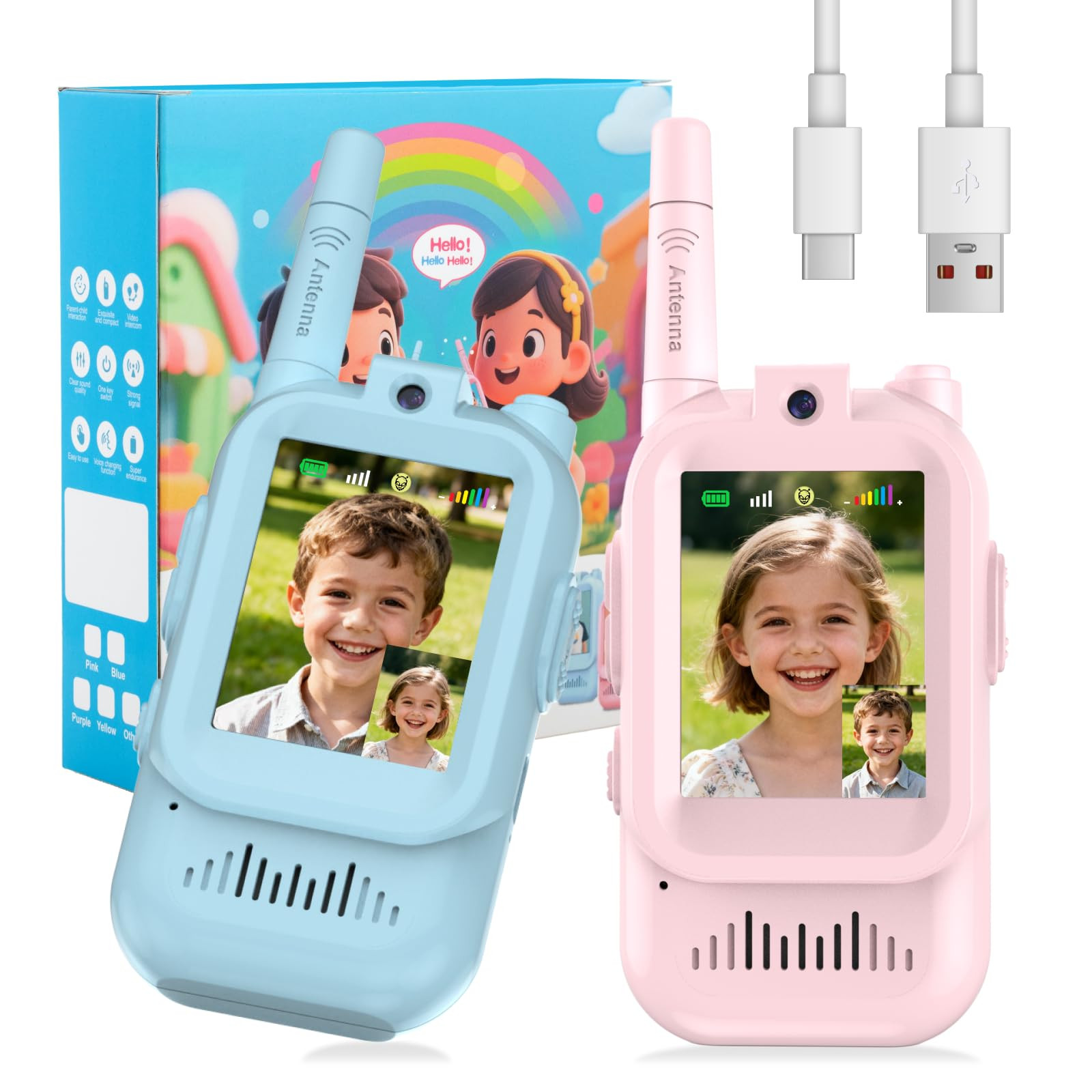 Video Walkie Talkie Toys for Age 3-12 Boys Girls, 2 Pack Rechargeable Walkie Talkies with Screen,... | Amazon (US)