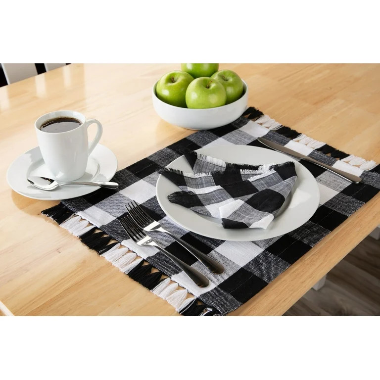 Mainstays Buffalo Plaid Woven Cotton Placemat, Black and White, 1 Count | Walmart (US)