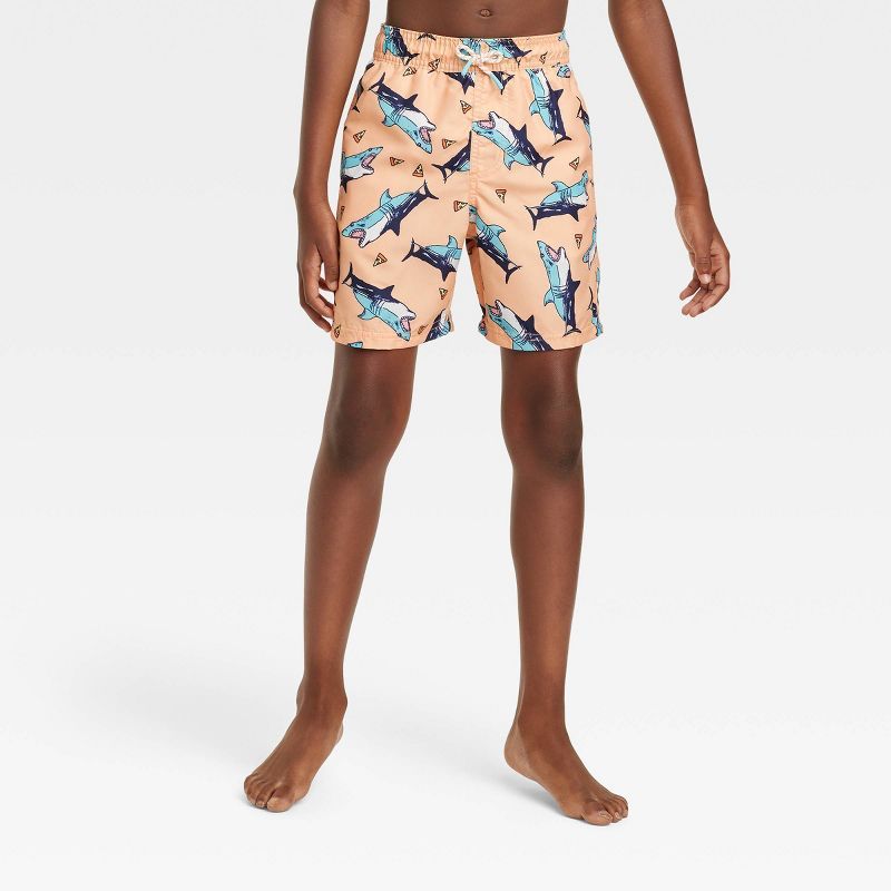 Boys' Shark Print Swim Trunks - Cat & Jack™ Orange | Target