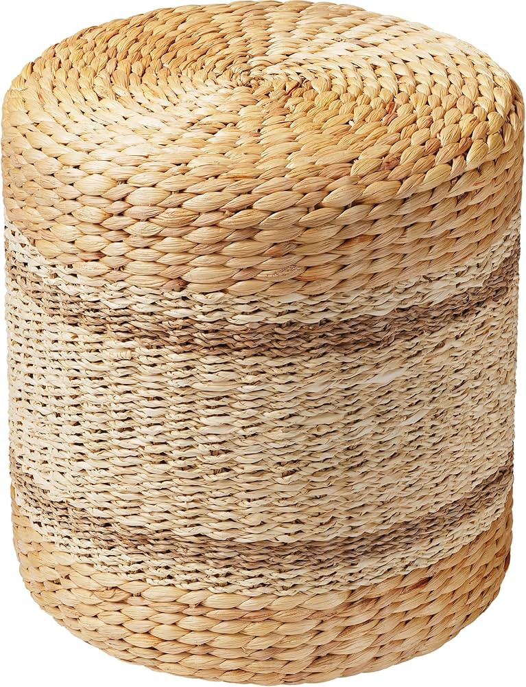 PrimeZone Patio Pouf Ottoman 14" D x 14" W x 16" H, Hand Woven Natural Seagrass Rattan Indoor Out... | Amazon (US)