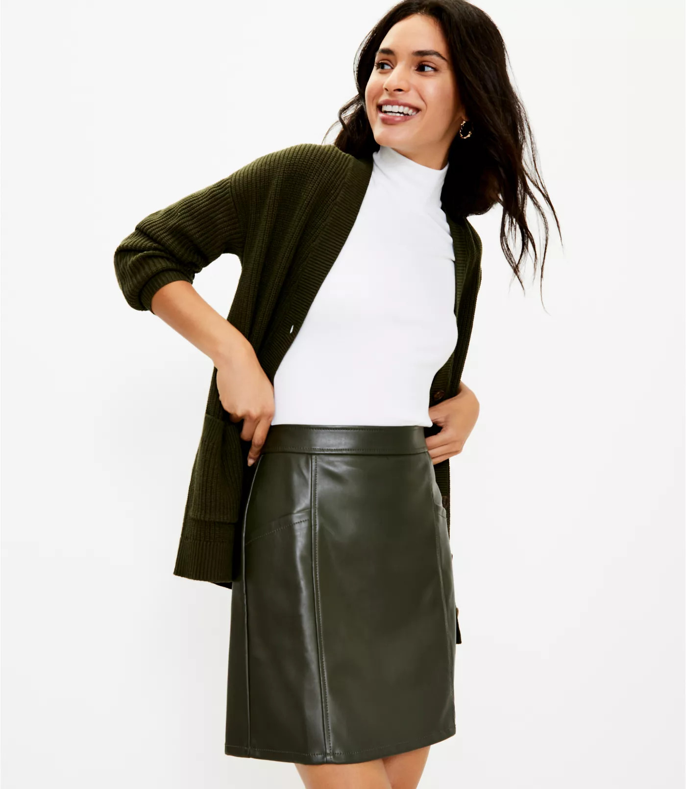 Petite Faux Leather Pocket Mini Skirt | LOFT