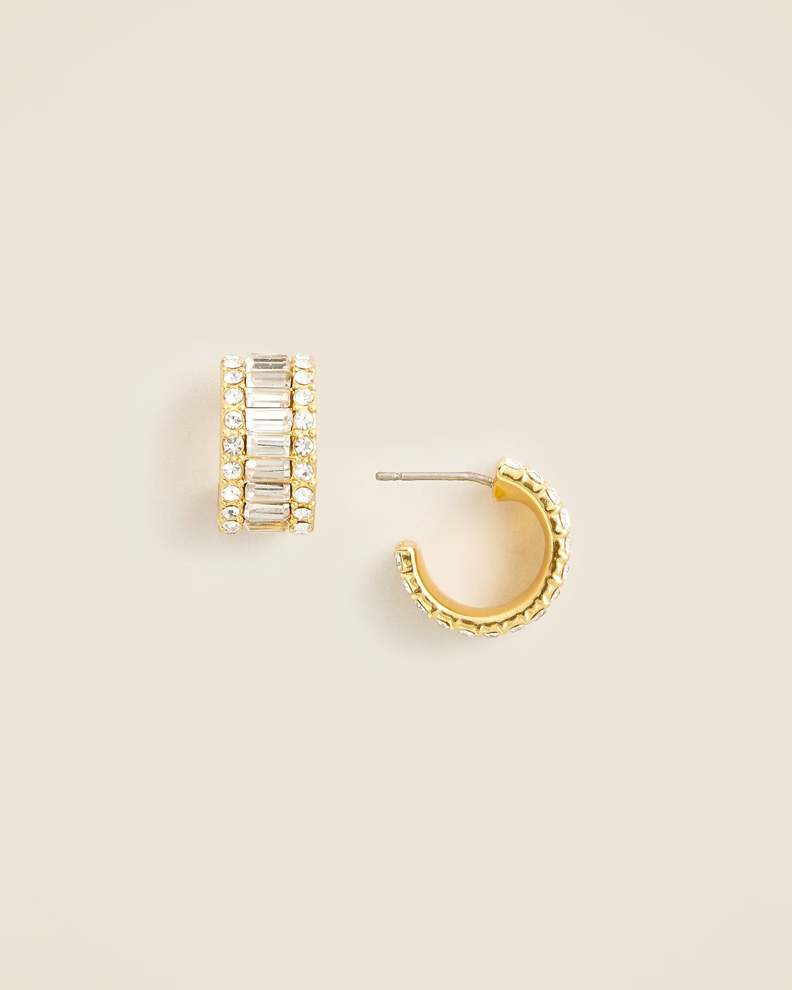 Baguette cubic zirconia hoop earrings | J. Crew US