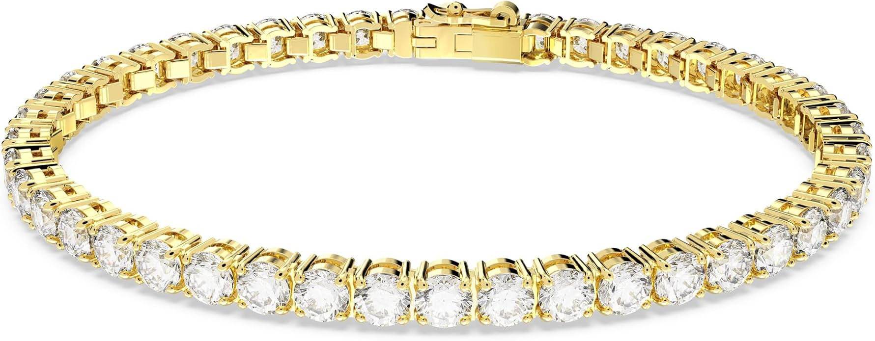 Swarovski Matrix Tennis Bracelet, Round Cut Crystals, Pink, Blue, Black, Clear, Rhodium, Gold-Ton... | Amazon (US)