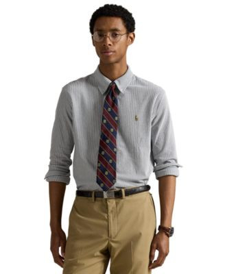 Polo Ralph Lauren Men's Striped Knit Oxford Shirt - Newport Navy/White | Macy's