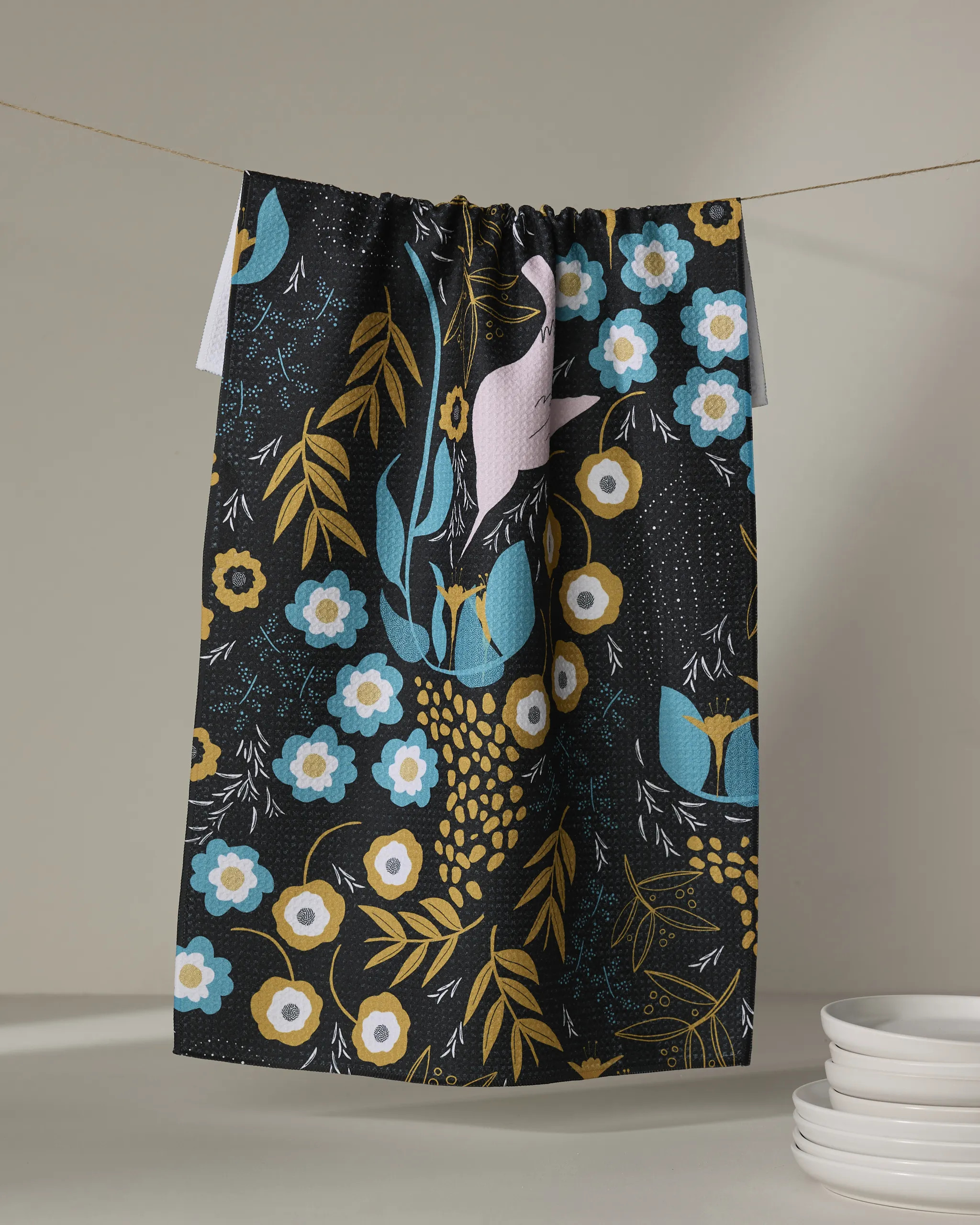 Hummingbird Petals Kitchen Tea Towel | Geometry | Geometry