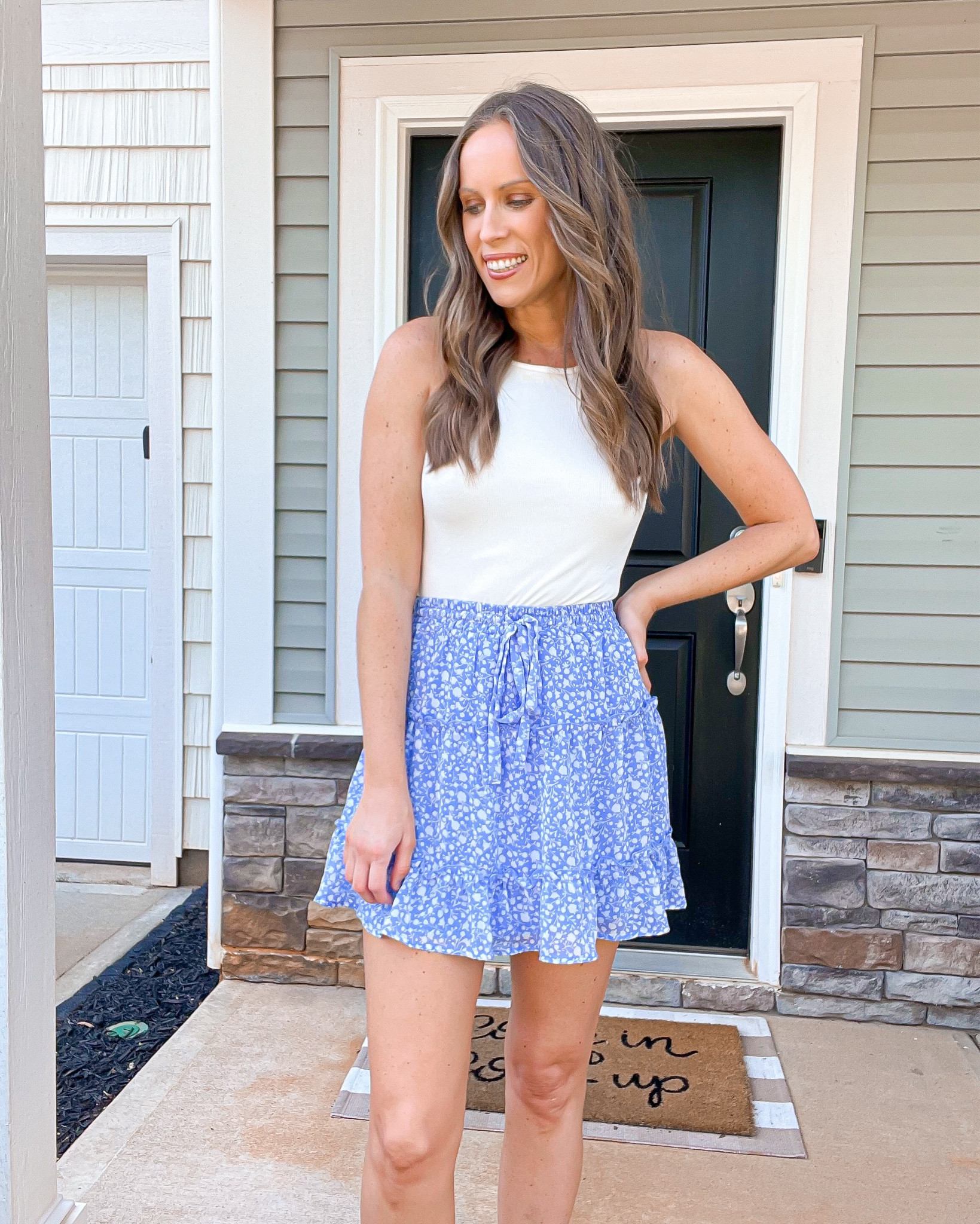 Summer outfit idea 💙🤍

Bodysuit - size medium 
10% Off Code: 10JRQIBK

Skirt - linked similar 
Shoes - true to size 

Mini skirt, blue skirt, white bodysuit, Jean jacket , denim jacket , crossbody bag, women’s shoes, brown sandals 

#LTKStyleTip #LTKFindsUnder50 #LTKGiftGuide